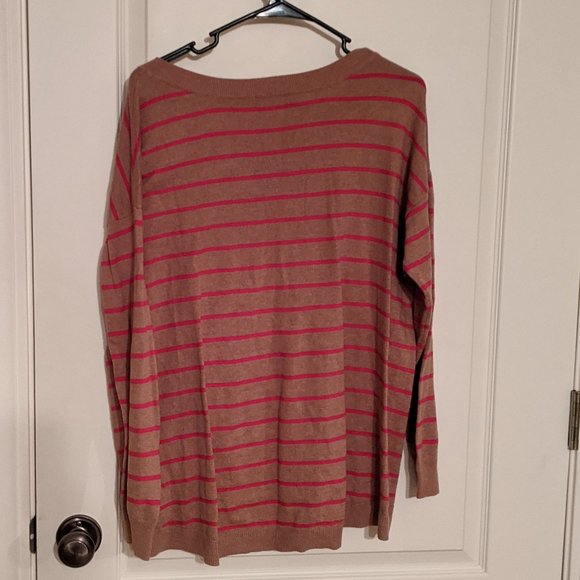 Tan & Pink Striped Sweater - Picture 2 of 3